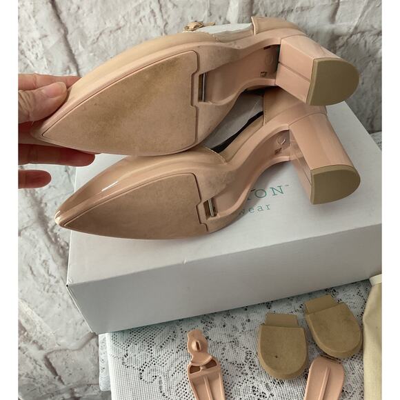 Pashion Footwear 7.5 The D'Orsay 4" Block Heel, Interchangeable Heels Sand - Picture 9 of 9